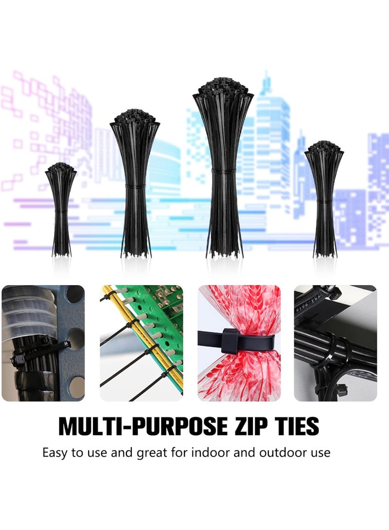 ربطات كابل زيب أسود ، 400 حزمة أحجام مختلفة 4 + 6 + 8 + 12 بوصة ، نايلون ، متعددة الأغراض ، قفل ذاتي - Image 5